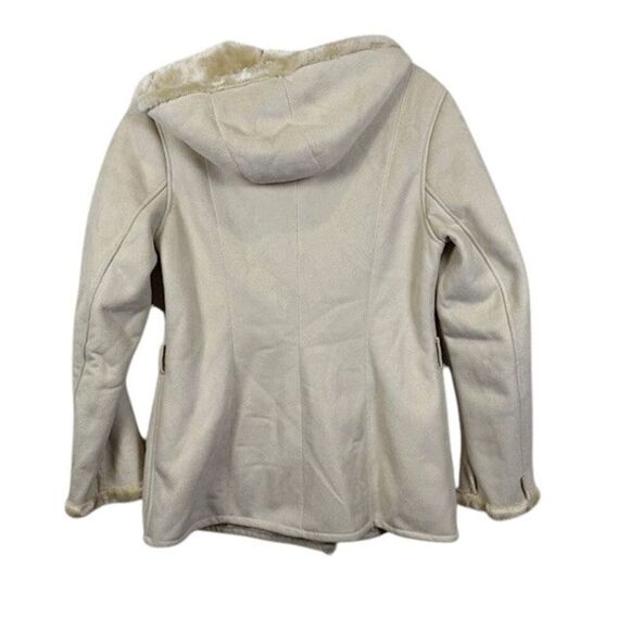 MaxMara Faux Shearling Lined Coat Double Breasted Hooded Plush Size Small - Picture 3 of 10